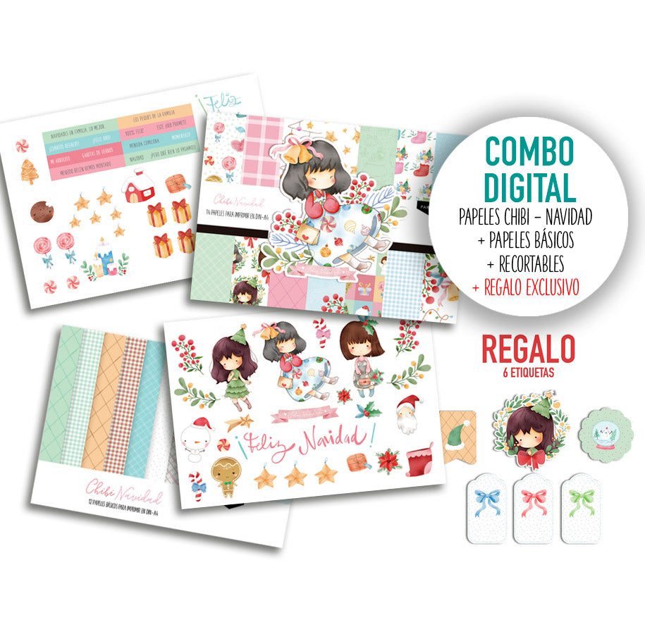 COMBO DIGITAL CHIBI - NAVIDAD + Regalo
