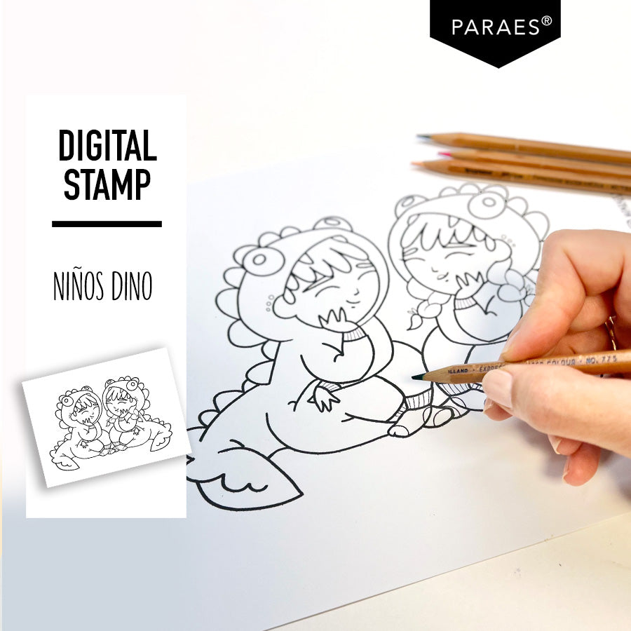 NIÑOS DINO - Sello digital (+ tutorial)