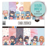 CHIBI ZODÍACO IMPRESA - colección 14 papeles impresos
